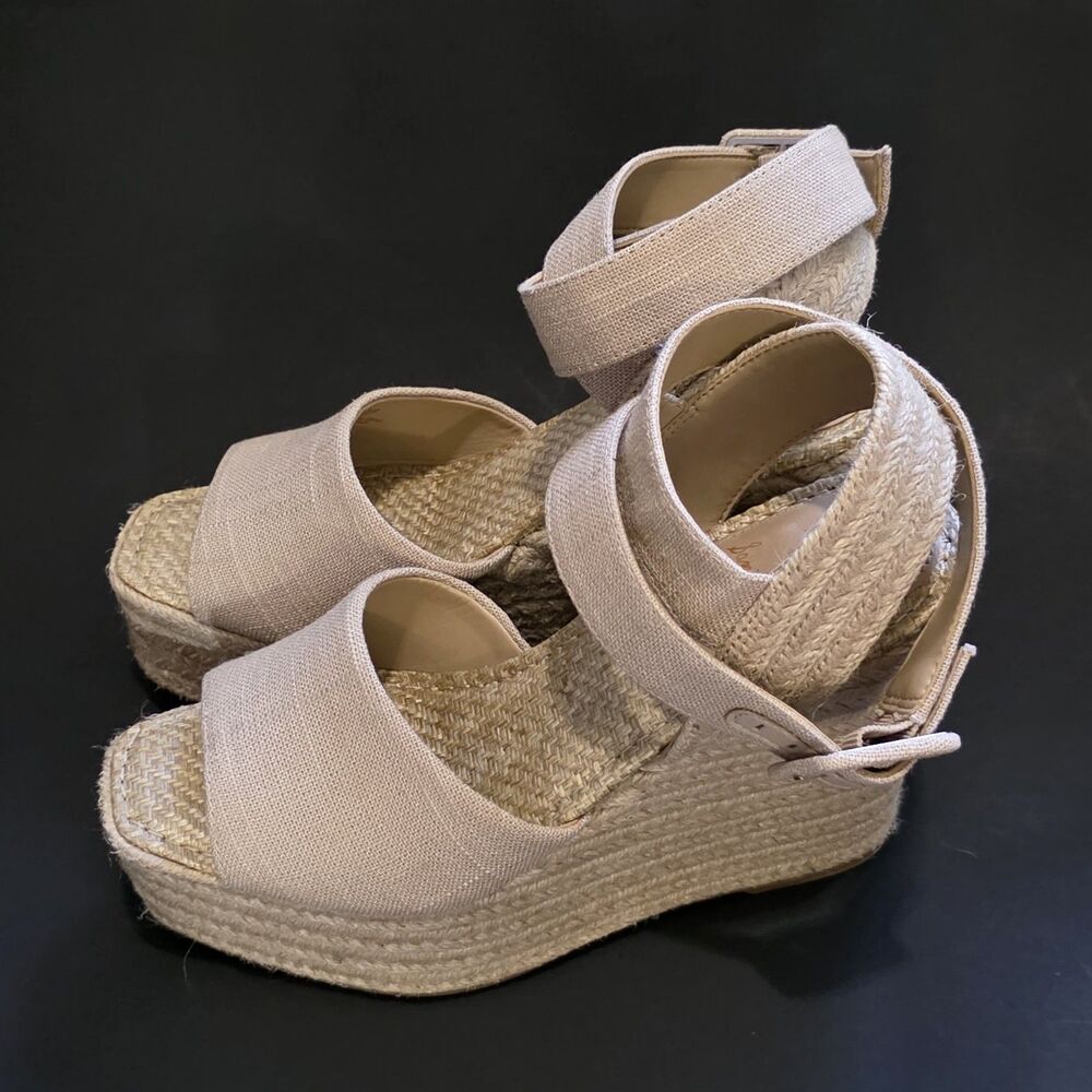 Sam Edelman Vada Wedge Espadrilles Sandals Beige Sz 7 M - Picture 3 of 12